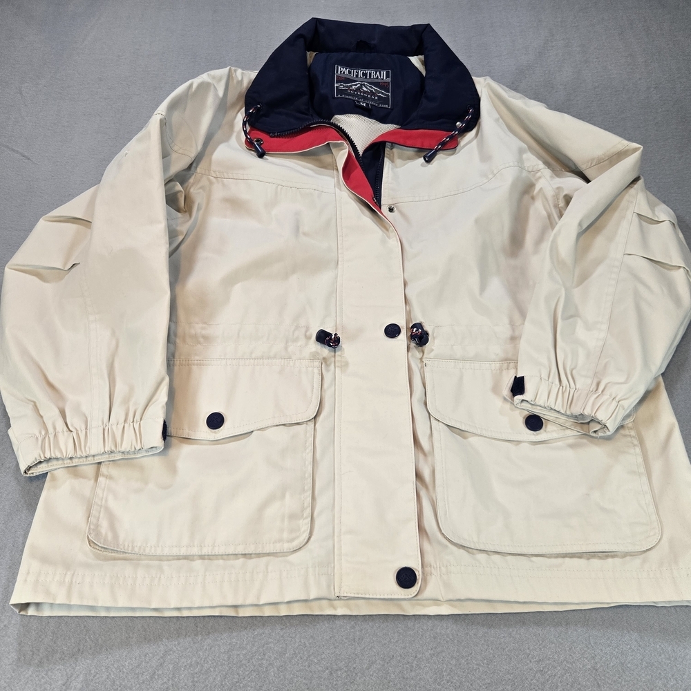 Pacific Trail Jacket Womens‎ Medium Beige Utility Drawstring Waist Cargo 039306